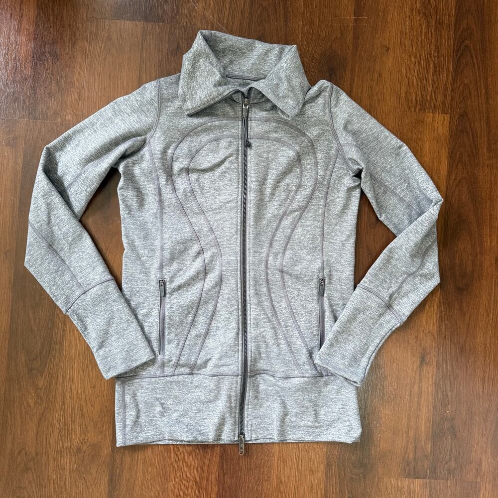 Lululemon In Stride Jacket Heathered Slate Gray Sz 8 Athleisure Active Sporty
